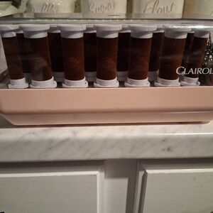 Clairol Hair Rollers Set in Brown and Pink